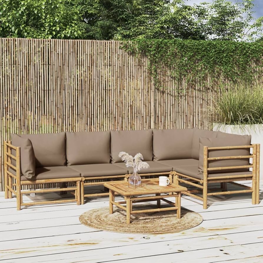 Amazon.com: VRAXO 6 Piece Patio Lounge Set with Taupe